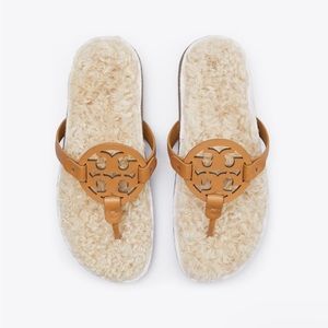 Tory Burch Miller Cloud Shearling Sandals (Size 10) - NEW